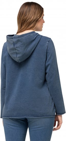 Ulla Popken Raw Hem Long Sleeve Hoodie Night Blue - Hoodies & Sweatshirts - 