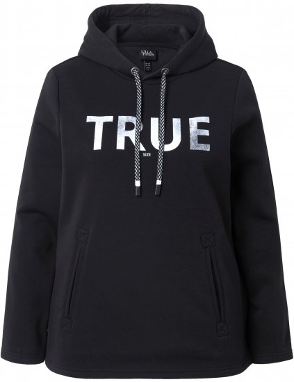 Ulla Popken TRUE Lettering Hoodie Black - Hoodies & Sweatshirts - 