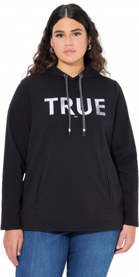 Ulla Popken TRUE Lettering Hoodie Black - Hoodies & Sweatshirts - 
