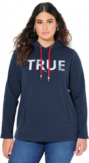 Ulla Popken TRUE Lettering Hoodie Navy Blue - Hoodies & Sweatshirts - 