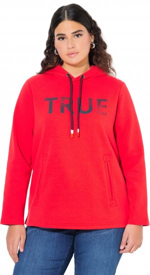 Ulla Popken TRUE Lettering Hoodie Neon Red - Hoodies & Sweatshirts - 