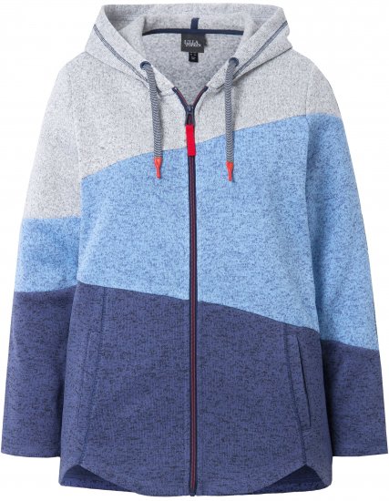 Ulla Popken Color Block Fleece-Lined Hoodie Atlantic Blue - Hoodies & Sweatshirts - Kuschelige Sweatshirts, Hoodies & Strick