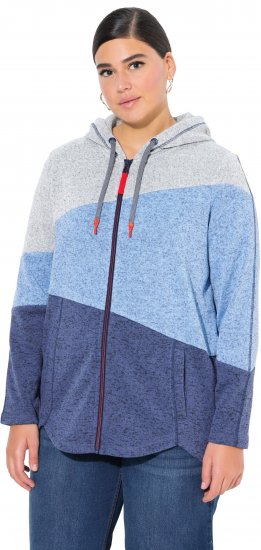 Ulla Popken Color Block Fleece-Lined Hoodie Atlantic Blue - Hoodies & Sweatshirts - Kuschelige Sweatshirts, Hoodies & Strick