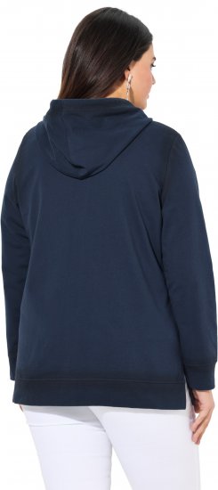 Ulla Popken Decorative Seam Zip-Up Hoodie Navy - Hoodies & Sweatshirts - 