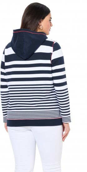 Ulla Popken Oversized Striped Long Sleeve Hoodie Ink Blue - Hoodies & Sweatshirts - 