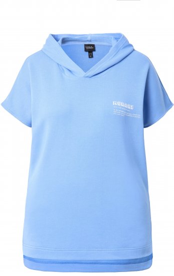 Ulla Popken Quick Drying Short Sleeve Hoodie Light Blue - Hoodies & Sweatshirts - 