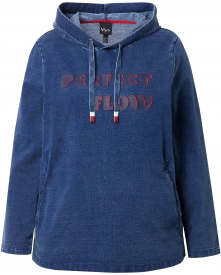 Ulla Popken Perfect Flow Embroidered Hoodie Indigo Denim - Hoodies & Sweatshirts - 