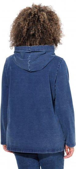 Ulla Popken Perfect Flow Embroidered Hoodie Indigo Denim - Hoodies & Sweatshirts - 