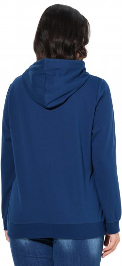 Ulla Popken Applique Lettering Hooded Sweatshirt Dark Blue - Hoodies & Sweatshirts - 