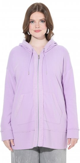 Ulla Popken Decorative Seam Zip-Up Hoodie Lavender - Hoodies & Sweatshirts - 