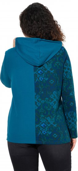 Ulla Popken Split Print LOVE Hoodie Teal - Hoodies & Sweatshirts - 