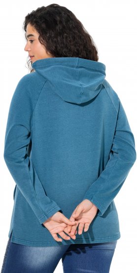 Ulla Popken Rhinestone Drawstring Moon Wash Hoodie Teal - Hoodies & Sweatshirts - 
