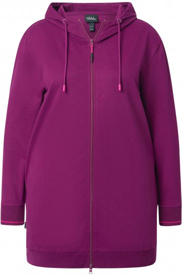 Ulla Popken Contrast Piping Zip-Up Hoodie Pink Berry - Hoodies & Sweatshirts - 