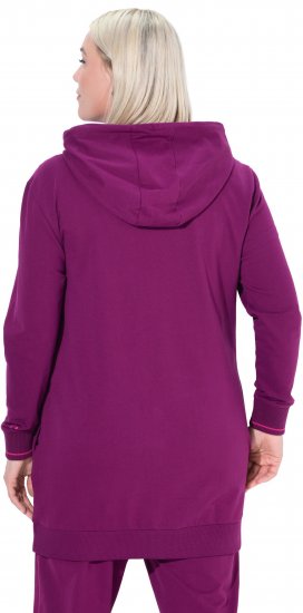 Ulla Popken Contrast Piping Zip-Up Hoodie Pink Berry - Hoodies & Sweatshirts - 