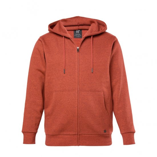 JP1880 Hoodie With Zipper Brick Brown - Herren-sweater und -hoodies - Herren-Sweater und -Hoodies in großen Größen