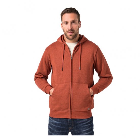 JP1880 Hoodie With Zipper Brick Brown - Herren-sweater und -hoodies - Herren-Sweater und -Hoodies in großen Größen