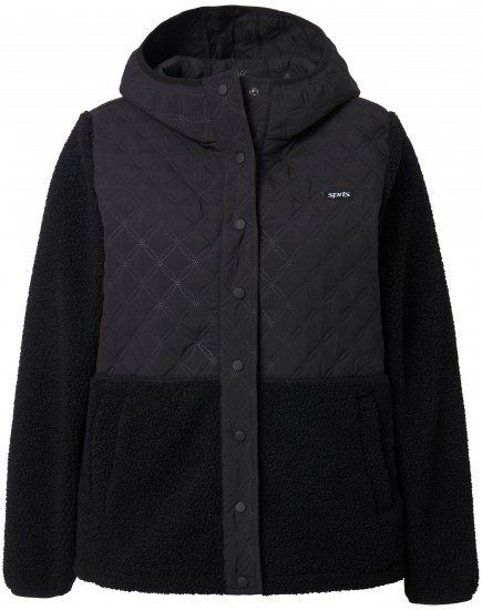 Ulla Popken Mixed Texture Hoodie Black - Hoodies & Sweatshirts - 