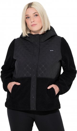 Ulla Popken Mixed Texture Hoodie Black - Hoodies & Sweatshirts - 