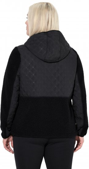 Ulla Popken Mixed Texture Hoodie Black - Hoodies & Sweatshirts - 