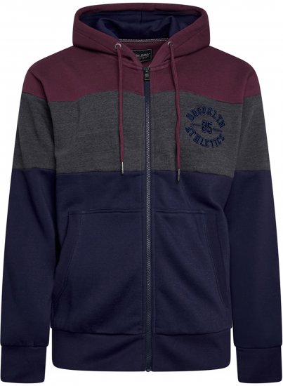 Kam Jeans 7083 Zip Thru Cut & Saw Brooklyn Hoodie Fig - Herren-sweater und -hoodies - Herren-Sweater und -Hoodies in großen Größen