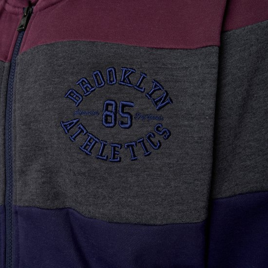 Kam Jeans 7083 Zip Thru Cut & Saw Brooklyn Hoodie Fig - Herren-sweater und -hoodies - Herren-Sweater und -Hoodies in großen Größen