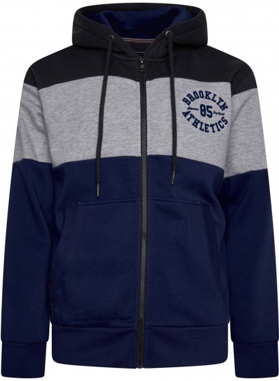 Kam Jeans 7083 Zip Thru Cut & Saw Brooklyn Hoodie Jet Black - Herren-sweater und -hoodies - Herren-Sweater und -Hoodies in großen Größen