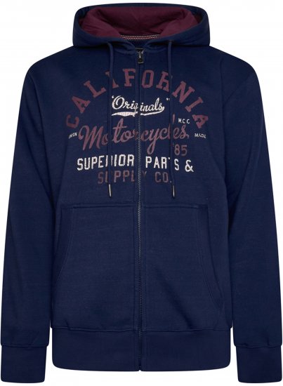 Kam Jeans 7085 Californai Zip Thru Hoodie Navy - Herren-sweater und -hoodies - Herren-Sweater und -Hoodies in großen Größen