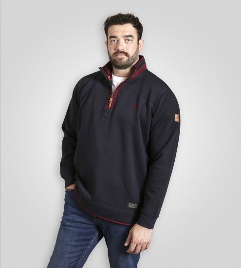Duke Leicester Quarter Neck Fleece Sweatshirt Navy TALL - TALL sweatshirts - 