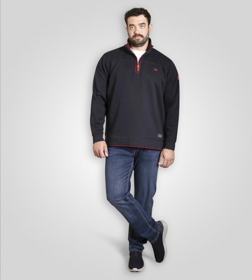 Duke Leicester Quarter Neck Fleece Sweatshirt Navy TALL - TALL sweatshirts - 