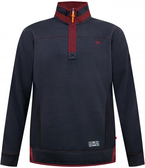 Duke Leicester Quarter Neck Fleece Sweatshirt Navy TALL - TALL sweatshirts - 