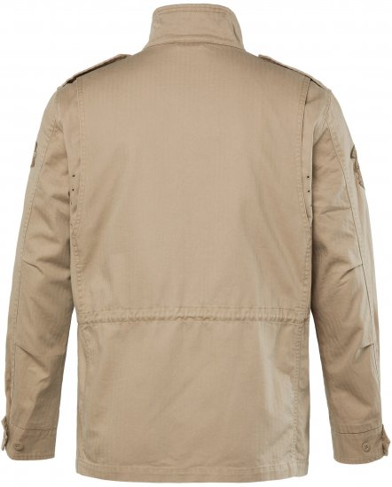 JP1880 Field Jacket with Badges Vintage Look Dark Beige - Herren jacken - Herren Jacken in großen Größen