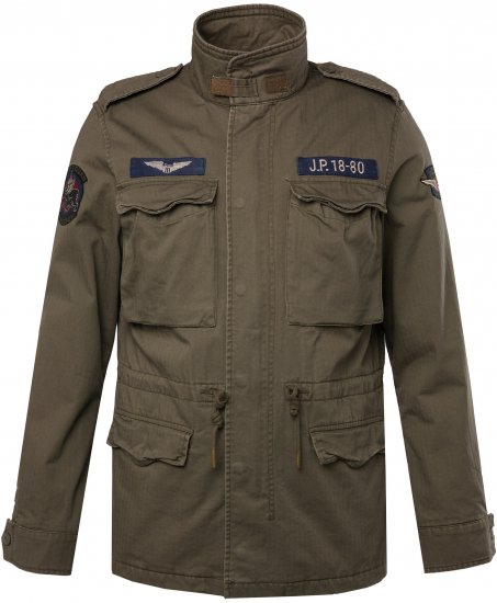 JP1880 Field Jacket with Badges Vintage Look TALL Moss Green - TALL jacken - 
