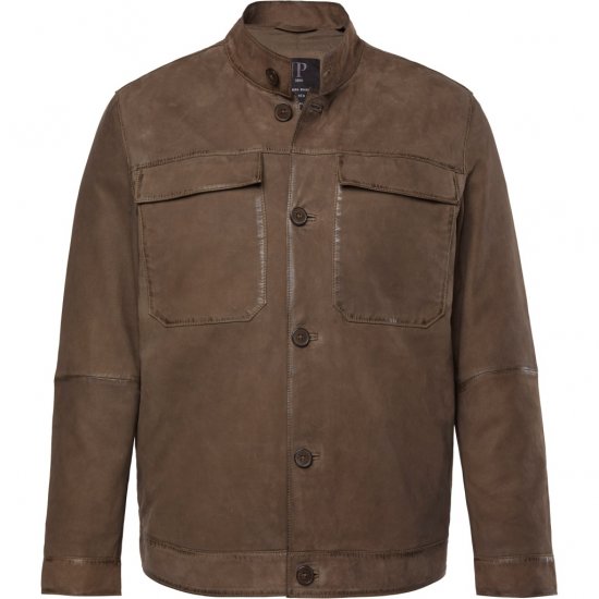 JP1880 Leather Jacket Lambskin Suede Brown - Herren jacken - Herren Jacken in großen Größen
