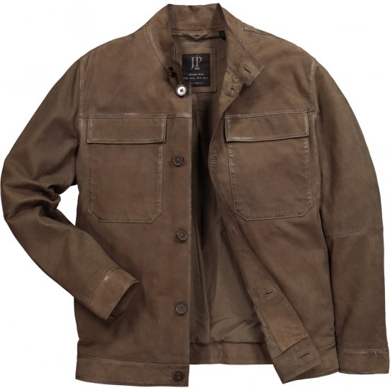 JP1880 Leather Jacket Lambskin Suede Brown - Herren jacken - Herren Jacken in großen Größen
