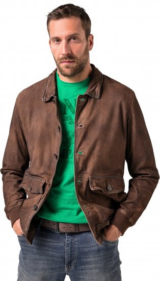 JP1880 Finest Goat Suede Leather Blouson Tobacco Brown - Herren jacken - Herren Jacken in großen Größen