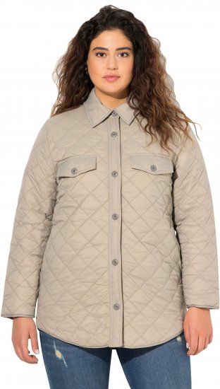 Ulla Popken Quilted Water Repellent Shirt Jacket Medium Grey - Jacken - 