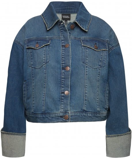 Ulla Popken Wide Cuff Denim Jacket Blue Denim - Jacken - 