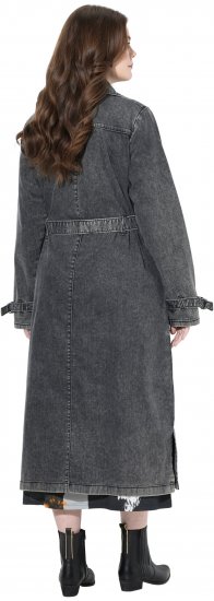 Ulla Popken Denim Acid Wash Trench Coat Grey Denim - Jacken - 