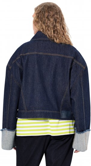 Ulla Popken Stretch Fit Cropped Denim Jacket Rinsed Wash - Jacken - 