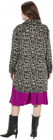 Ulla Popken Leopard Print Shirt Jacket Black - Jacken - 