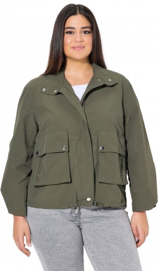 Ulla Popken Cargo Style Elastic Hem Jacket Olive Grey - Jacken - 