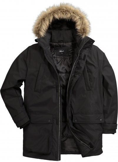 Men Plus Parka With Fur Hood Black - Herren jacken - Herren Jacken in großen Größen