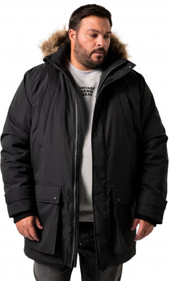 Men Plus Parka With Fur Hood Black - Herren jacken - Herren Jacken in großen Größen