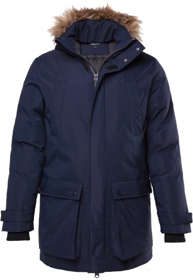 Men Plus Parka With Fur Hood Navy - Herren jacken - Herren Jacken in großen Größen