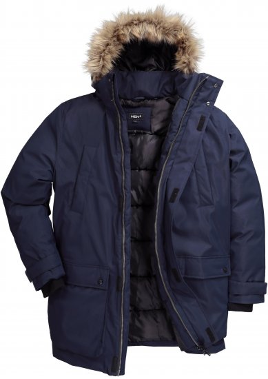 Men Plus Parka With Fur Hood Navy - Herren jacken - Herren Jacken in großen Größen