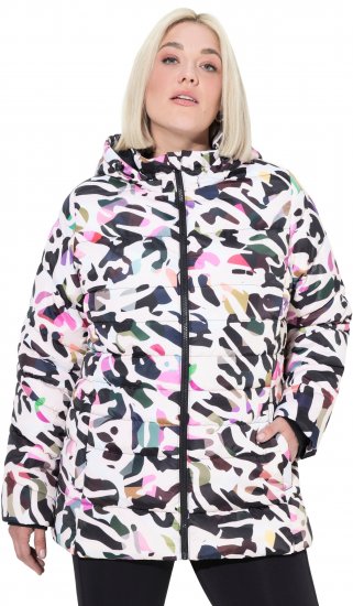 Ulla Popken HYPRAR Water-Repellent Allover Print Jacket Pale Beige - Jacken - 
