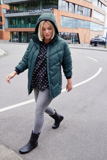 Ulla Popken HYPRAR Reflective Detail Quilted Jacket Dark Green - Jacken - 