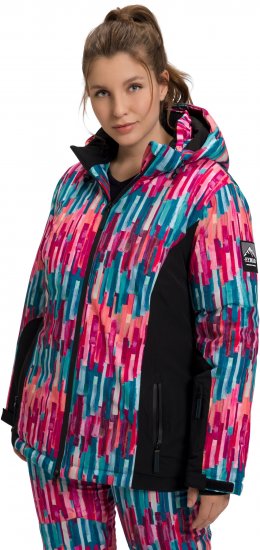 Ulla Popken HYPRAR Graphic Stripe Fully Lined Ski Jacket Teal - Jacken - 