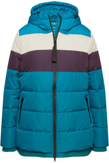 Ulla Popken HYPRAR Striped Triple Function Fully Lined Quilted Jacket Dark Petrol - Jacken - 