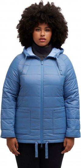 Ulla Popken Reversible Butterfly Print Fully Lined Quilted Jacket Blue Denim - Jacken - 